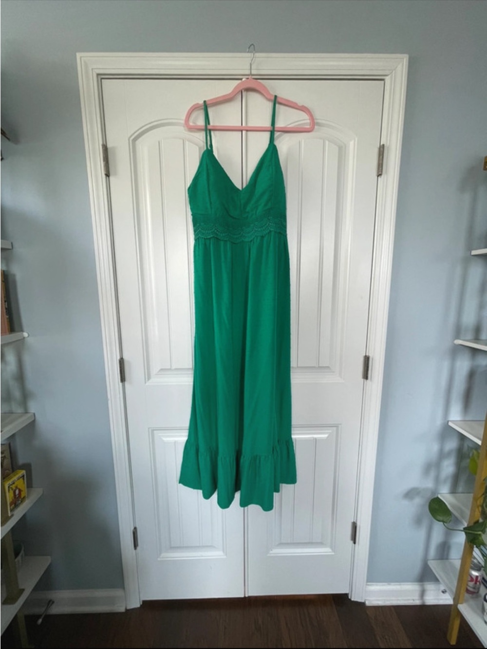 june & hudson Emerald Green Spaghetti Strap Maxi Dress Large